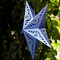 In the Breeze 9177 — Blue Paper Star Lantern — Hanging Party and Home Décor with Painted Gold Accents — Handmade, Dyed Paper